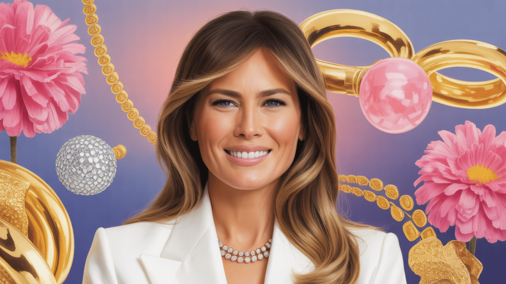 Visuel fortune de Melania Trump luxe et doré