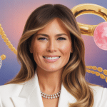 Visuel fortune de Melania Trump luxe et doré