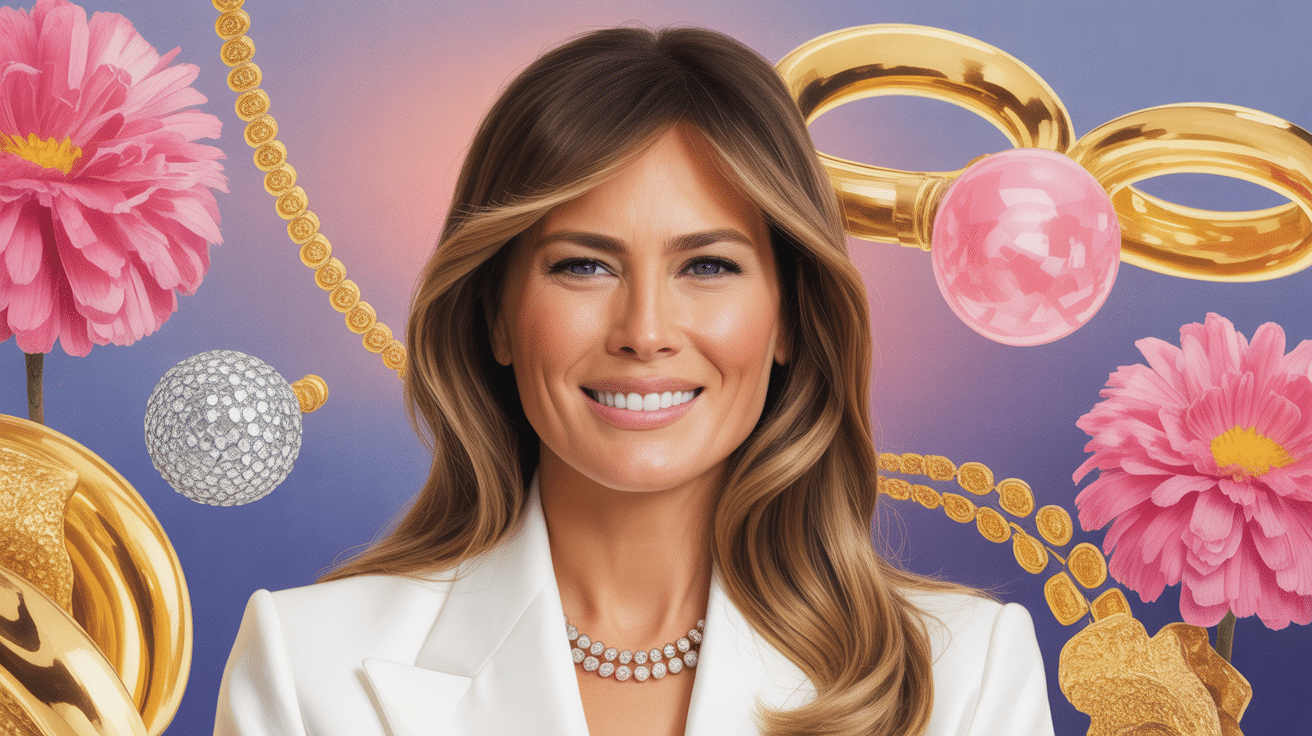 Visuel fortune de Melania Trump luxe et doré