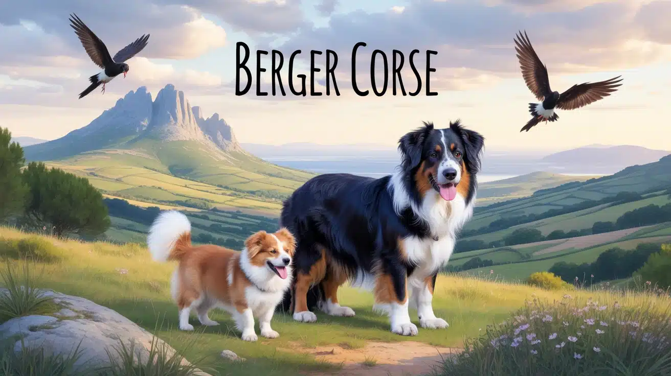 Berger corse avec chien Cursinu et brebis dans le maquis corse