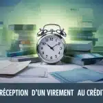 illustration délai de réception d un virement au Crédit Mutuel avec horloges et flux d argent