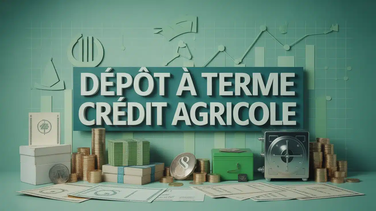 illustration dépôt à terme Crédit Agricole avec coffre-fort et pièces