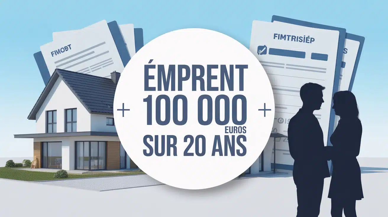 illustration vectorielle emprunt 100 000 euros sur 20 ans maison couple