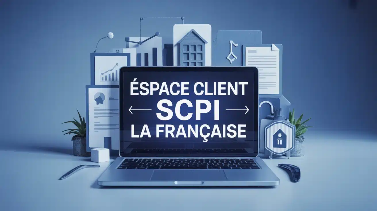 Interface sécurisée espace client SCPI La Française avec graphiques et icônes immobilières