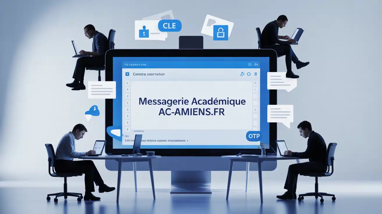 Interface sécurisée messagerie académique ac-amiens.fr avec icônes de sécurité