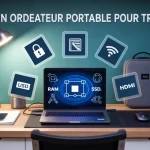ordinateur portable pour travailler, critères techniques, illustration