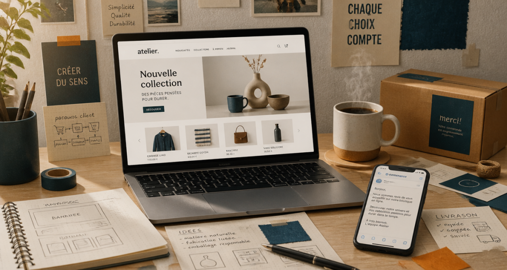 e commerce comment se lancer ordinateur maquette