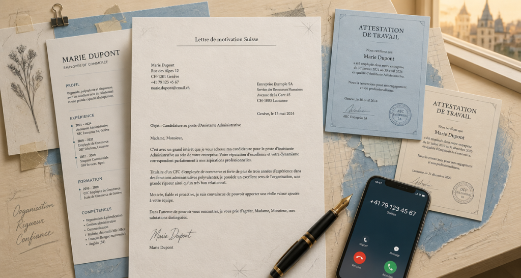 exemple lettre de motivation pour la suisse avec cv et certificats