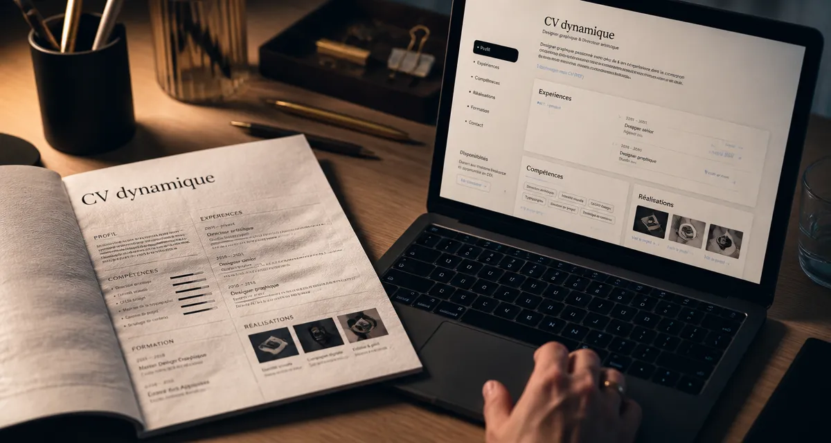 CV dynamique sur bureau, mise en page claire