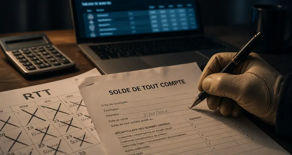Démission et RTT : solde de tout compte sur bureau