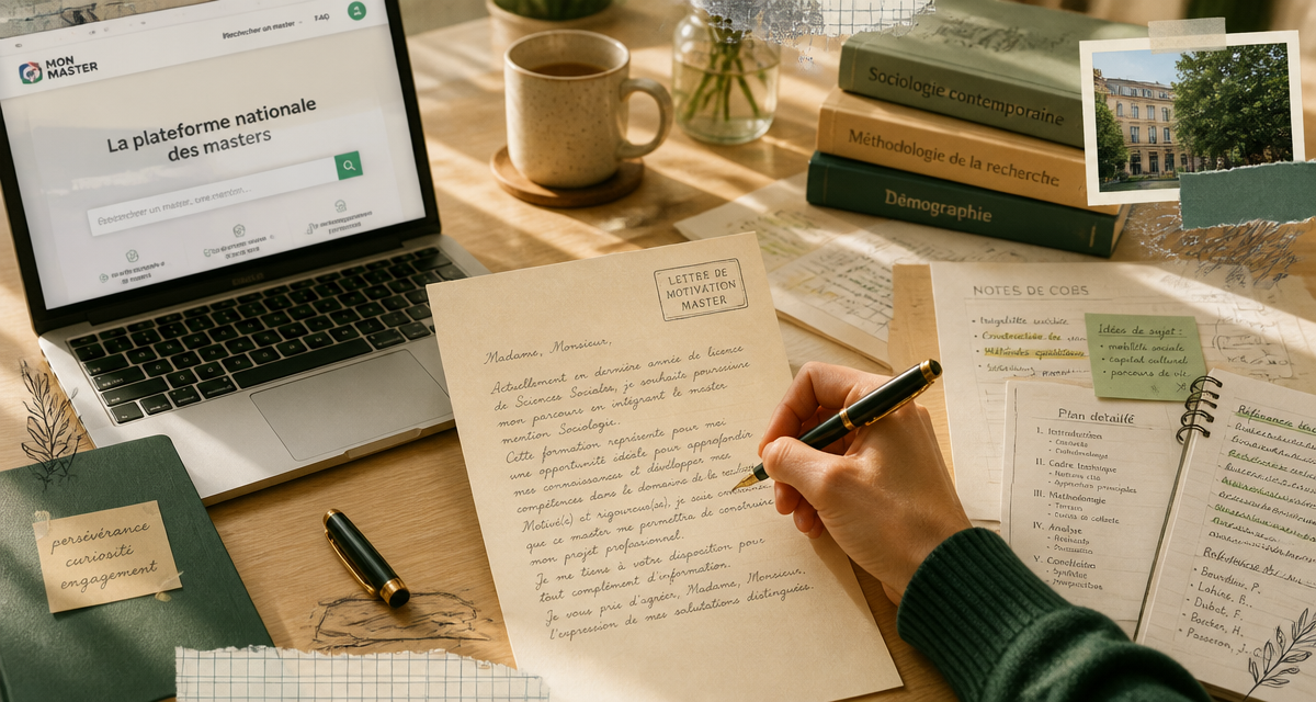 lettre de motivation master exemple manuscrite sur bureau