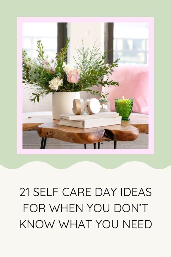 Pinterest pin for the self care day ideas post
