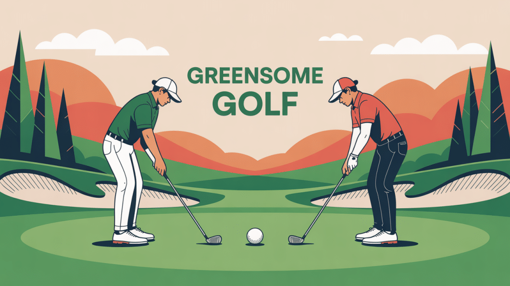 illustration greensome golf jeu équipe sur le green