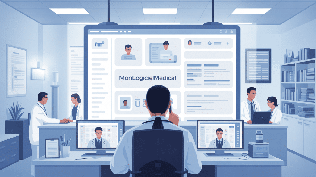 Illustration de monlogicielmedical dans un cabinet moderne