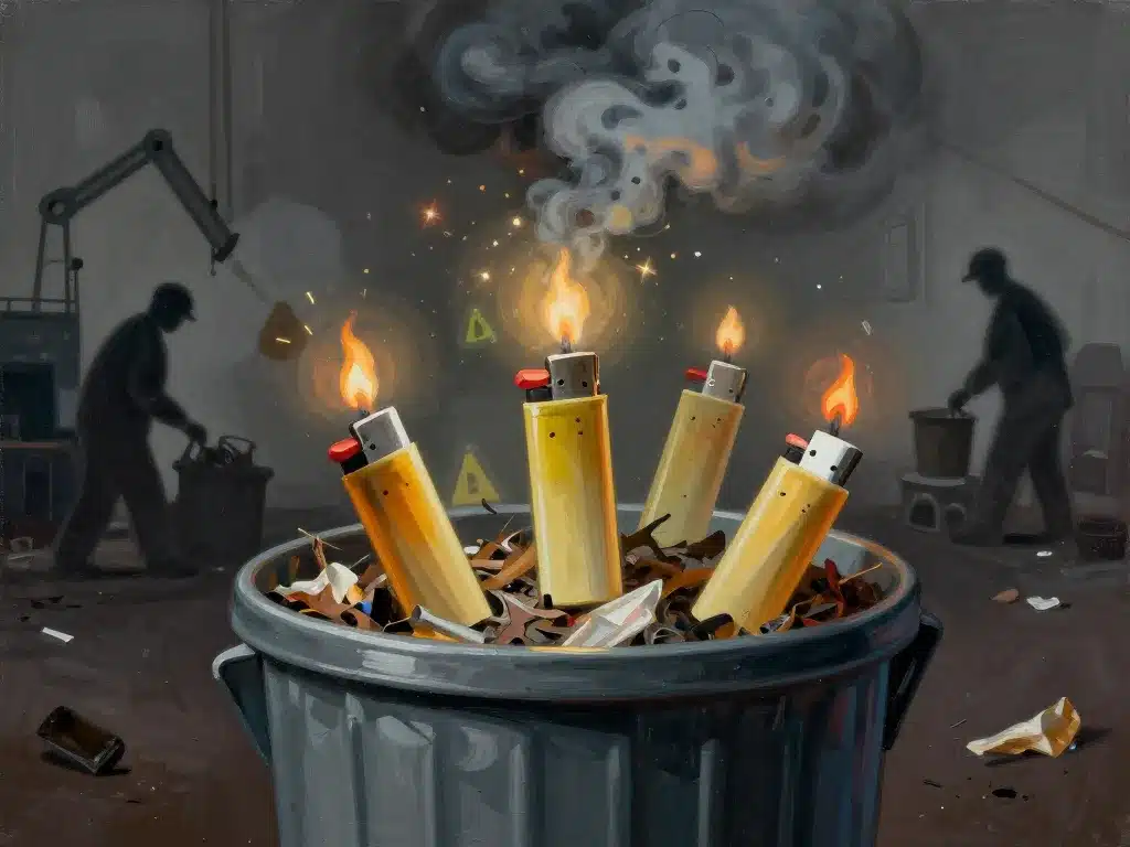 risques ou jeter briquet poubelle danger