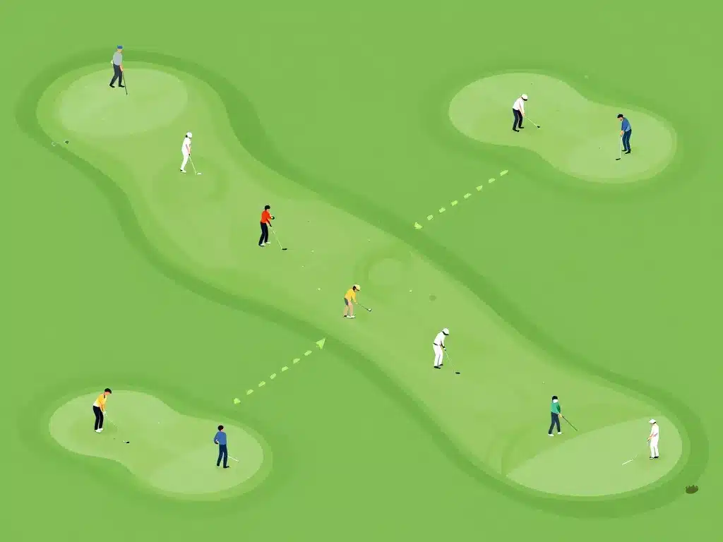 shotgun golf concept départs simultanés visuel parcours