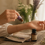 quelle huile essentielle pour le stress et l'anxiété, application sur poignet, huiles essentielles bio