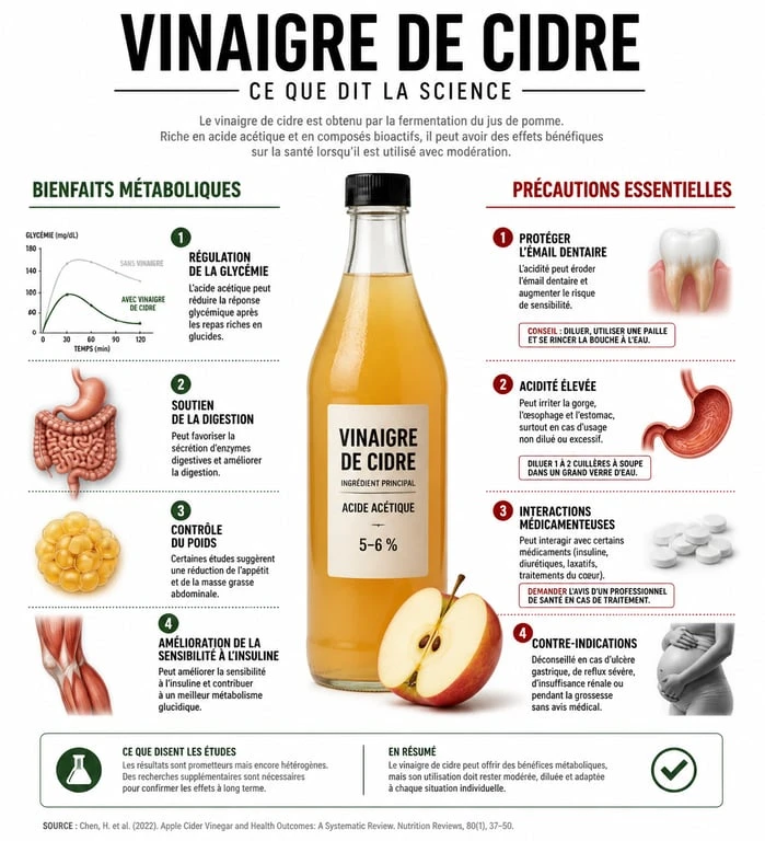 Infographie des avantages et inconvénients du vinaigre de cidre pour la santé