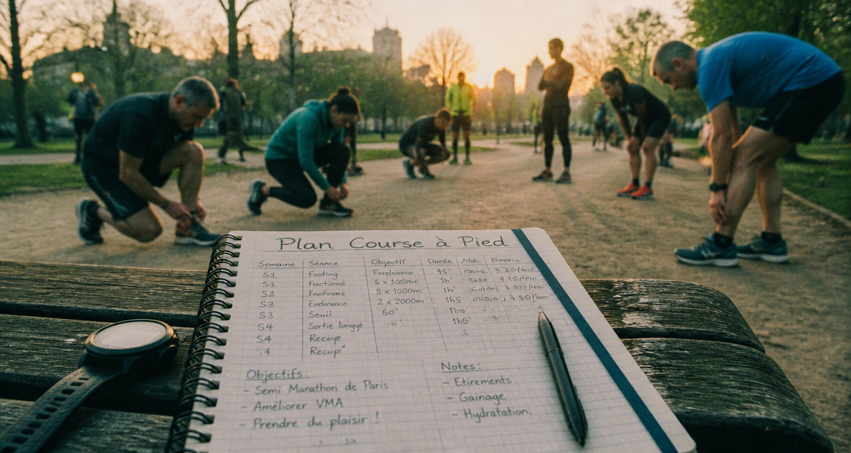 entrainement a la course groupe coureurs parc