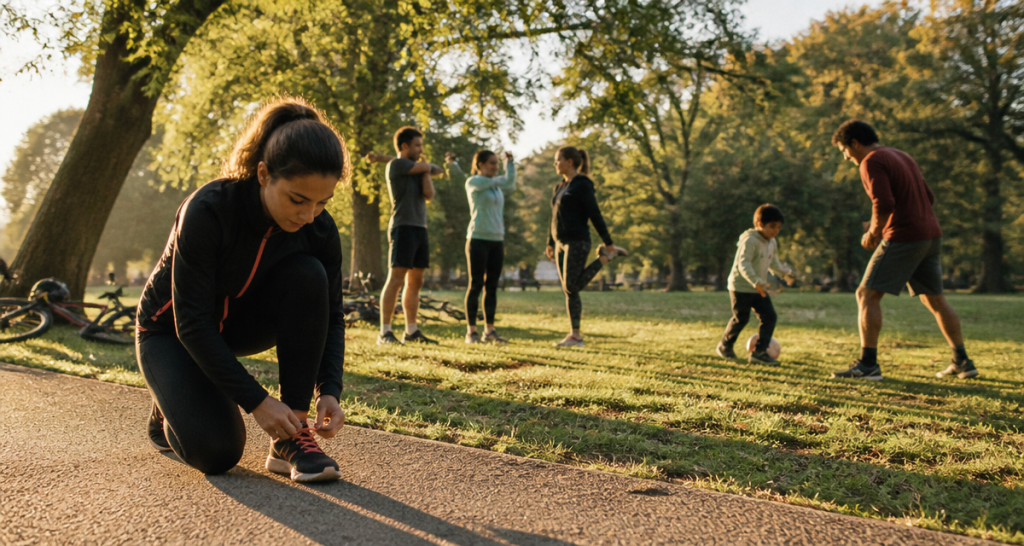 sport que faire parc femme course amis vélo