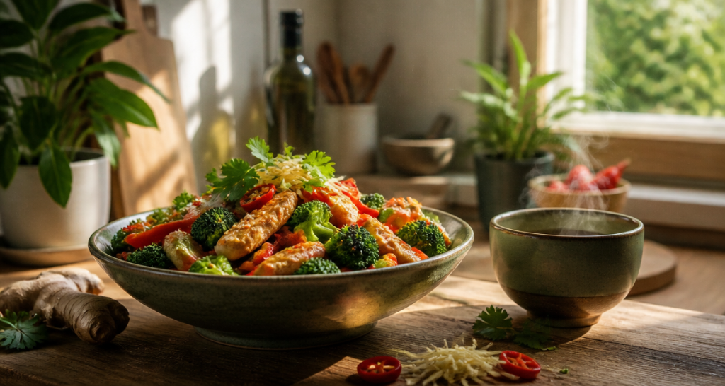aliments brûle graisse salade et thé vert