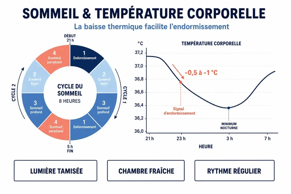 Infographie sur les mécanismes biologiques pour s'endormir vite quand on n'est pas fatigué