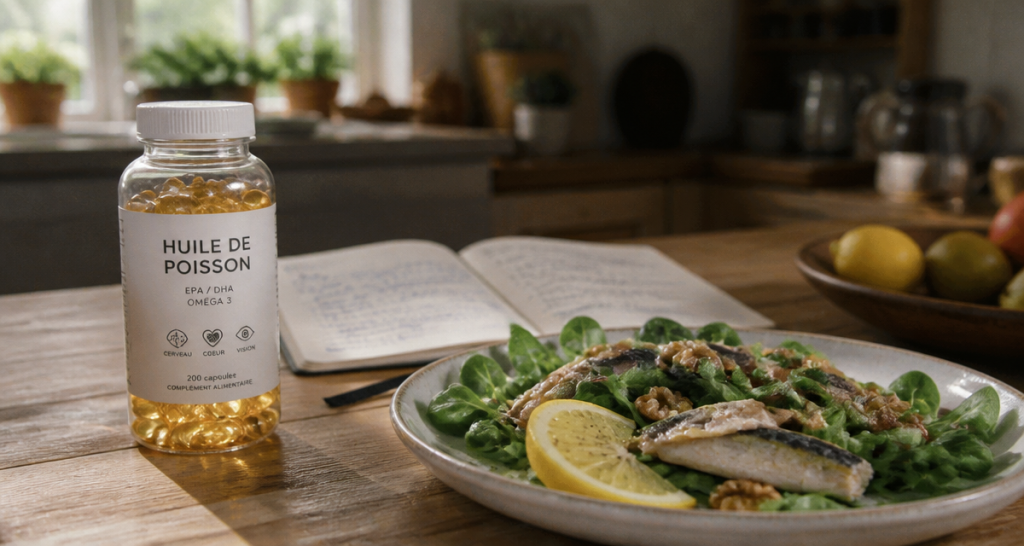 huile de poisson bienfaits capsules salade
