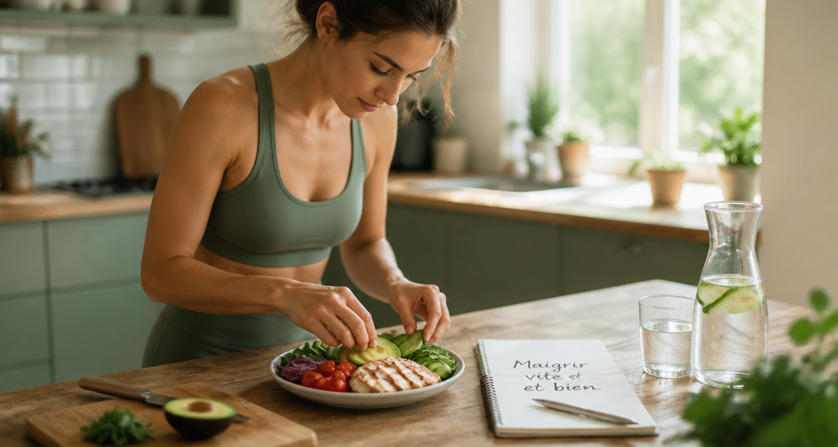 maigrir vite et bien femme cuisine assiette saine
