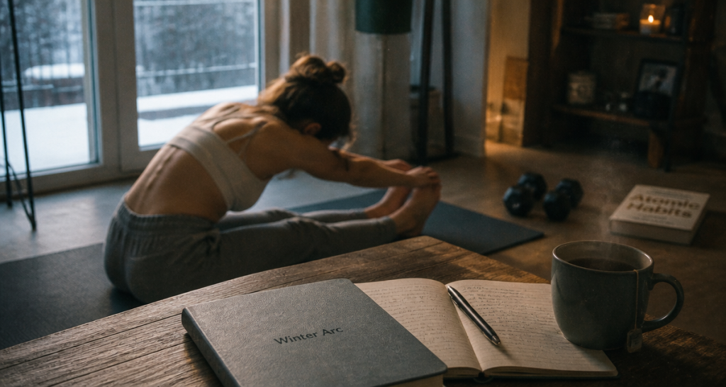 Winter Arc femme yoga carnet cosy hiver
