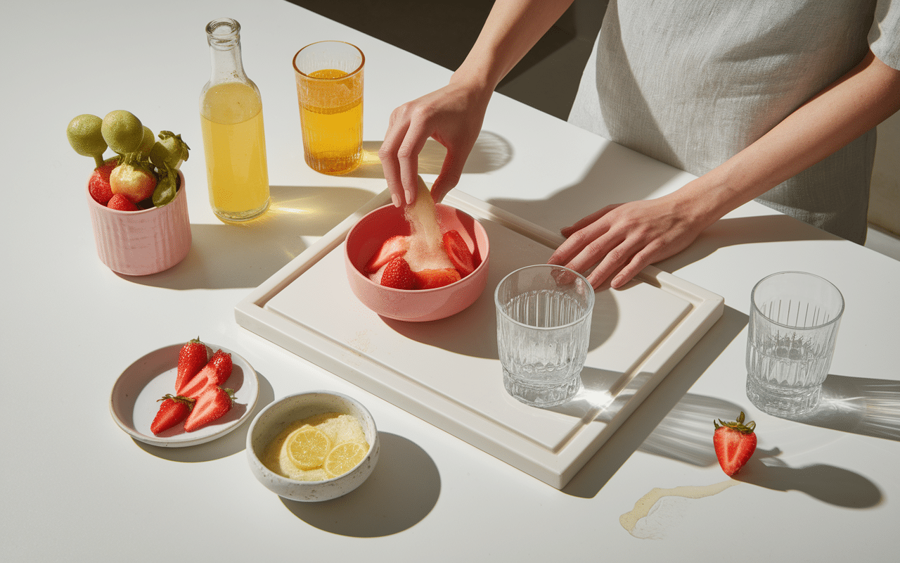 préparation maison cocktail barbapapa limonade fraise ingrédients