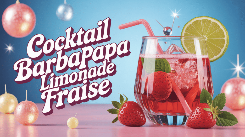 verre cocktail barbapapa limonade fraise pétillant et gourmand