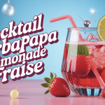 verre cocktail barbapapa limonade fraise pétillant et gourmand