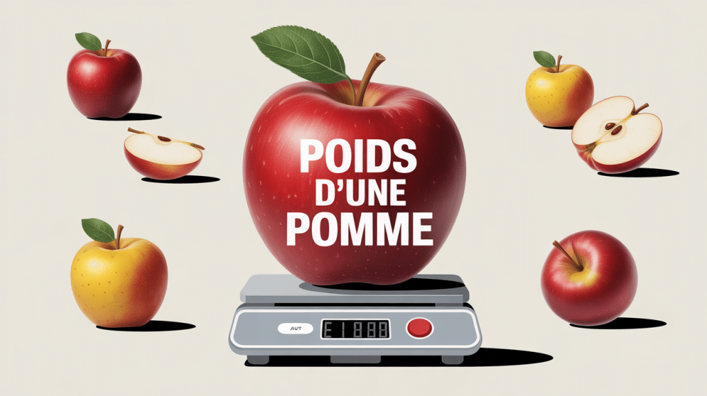 illustration combien pese une pomme sur balance