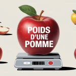 illustration combien pese une pomme sur balance