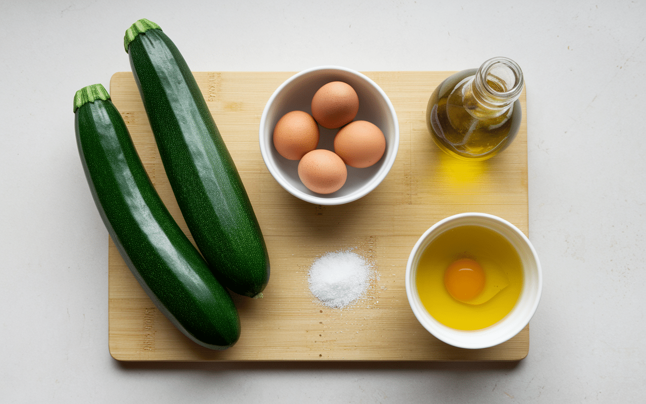 ingrédients courgettes aux œufs brouillés