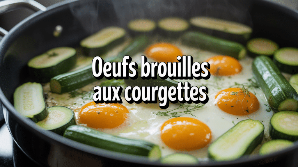 courgettes aux œufs brouillés dans poêle vapeur