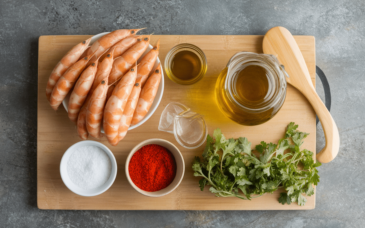 Ingrédients frais gambas à l'ail recette espagnole