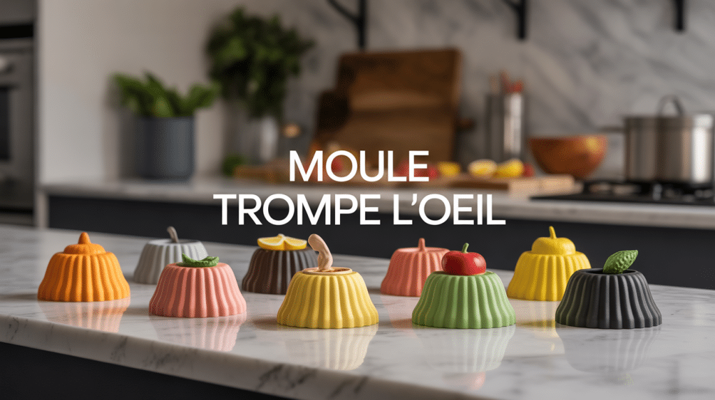 Desserts moule trompe l'oeil demoules sur plan de travail