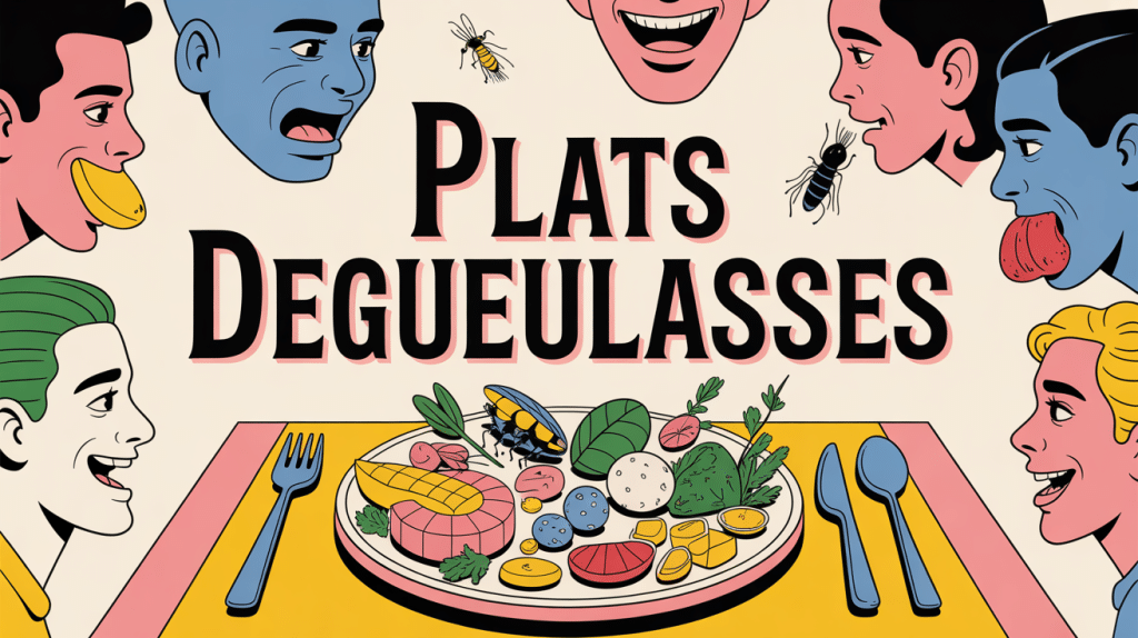 Illustration plats dégueulasse assiette aliments controversés et réactions