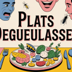 Illustration plats dégueulasse assiette aliments controversés et réactions