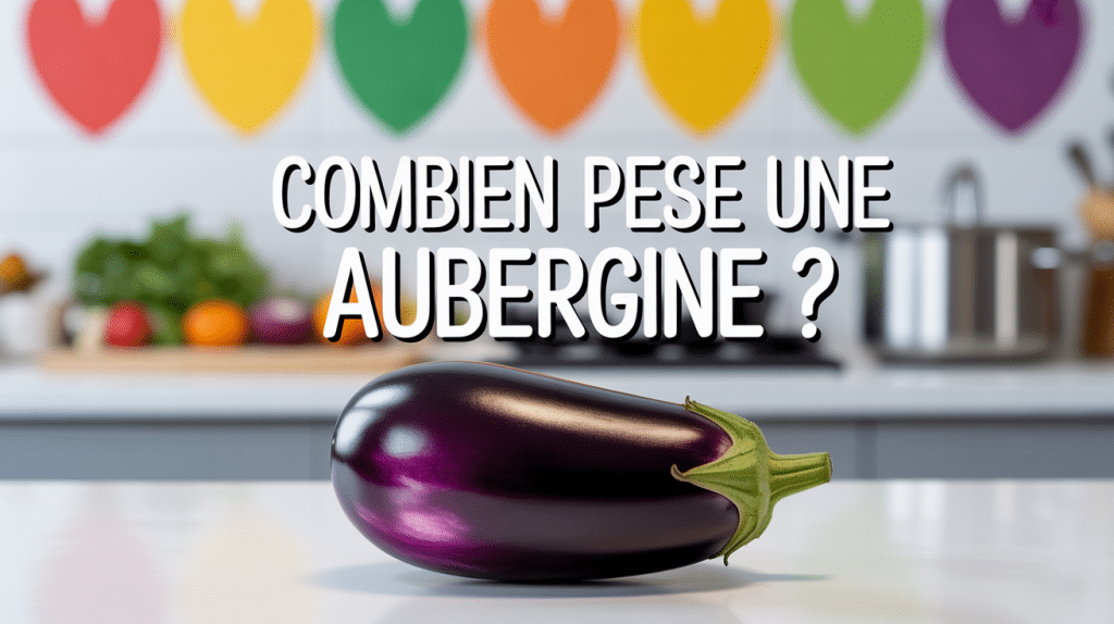 Poids aubergine sur balance de cuisine