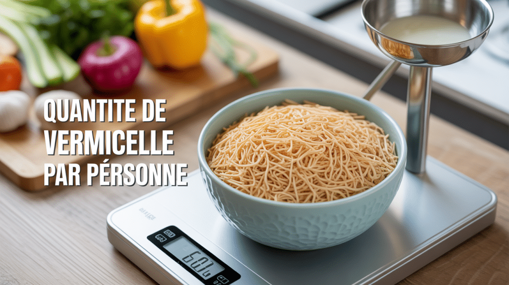 quelle quantité de vermicelle par personne, bol et balance