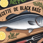 recette black bass entier sur planche avec herbes et citron