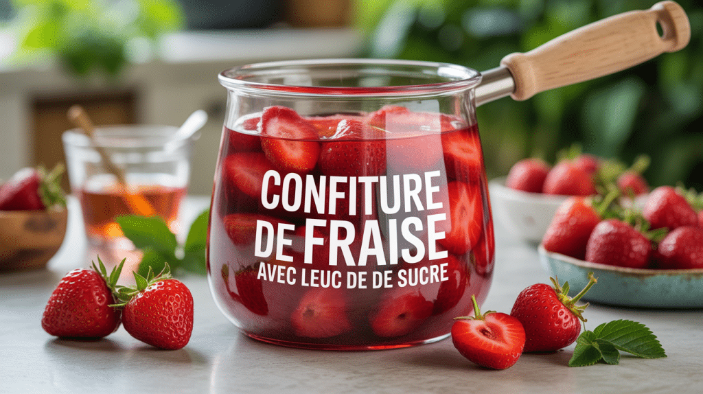 Recette confiture de fraise avec peu de sucre pot ouvert et fraises