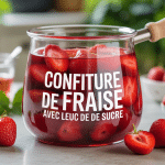 Recette confiture de fraise avec peu de sucre pot ouvert et fraises