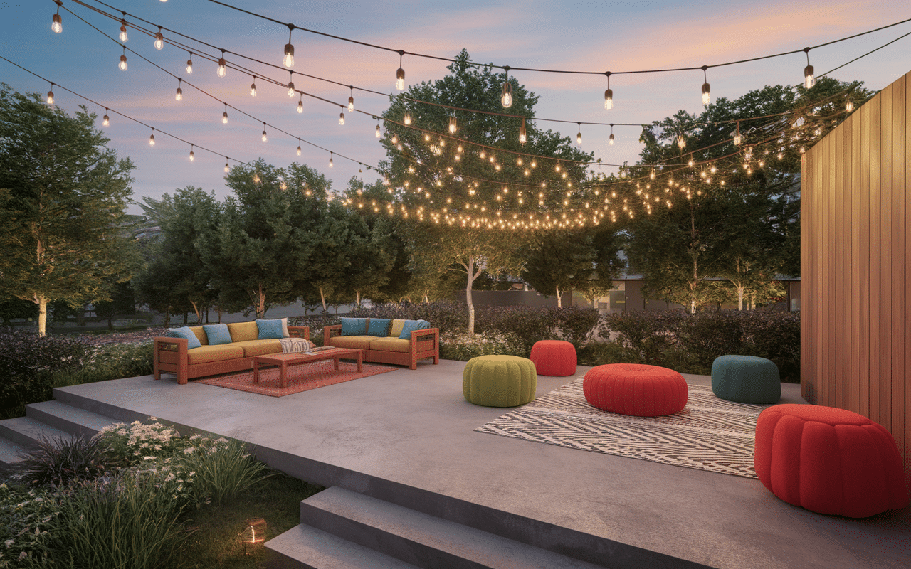 amenagement terrasse beton mobilier deco vegetaux