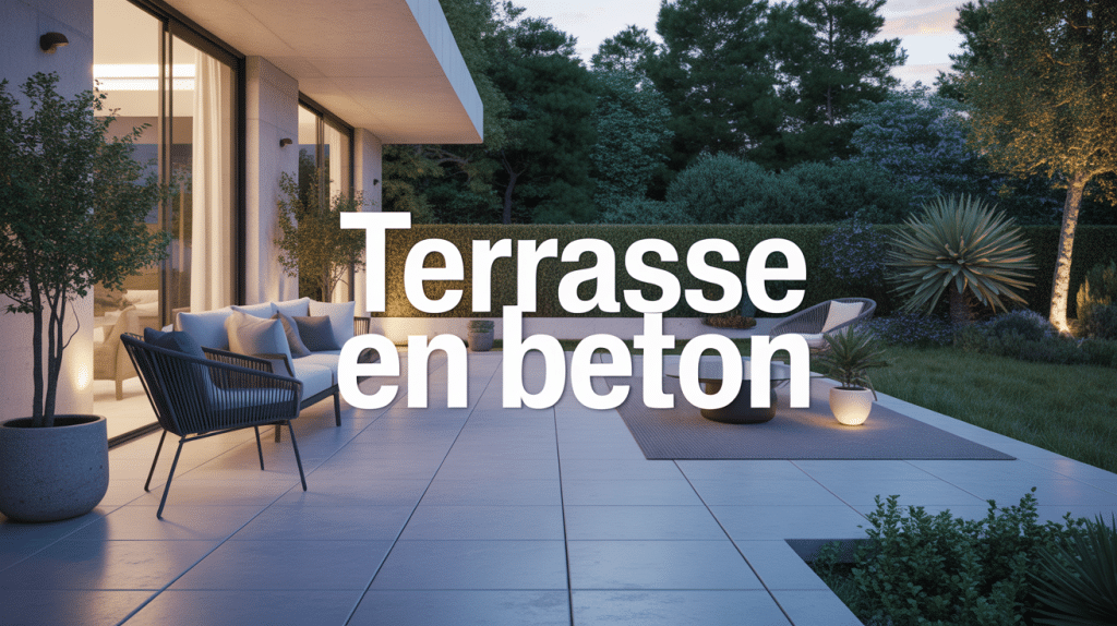 amenagement terrasse beton moderne mobilier jardin