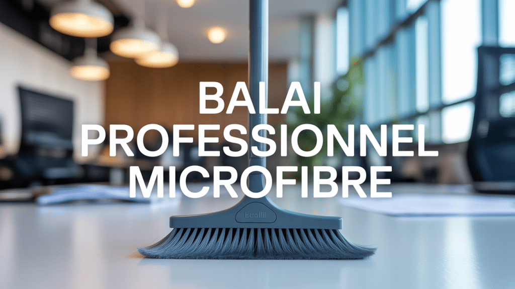 Balai professionnel microfibre sur sol de bureau propre corporate