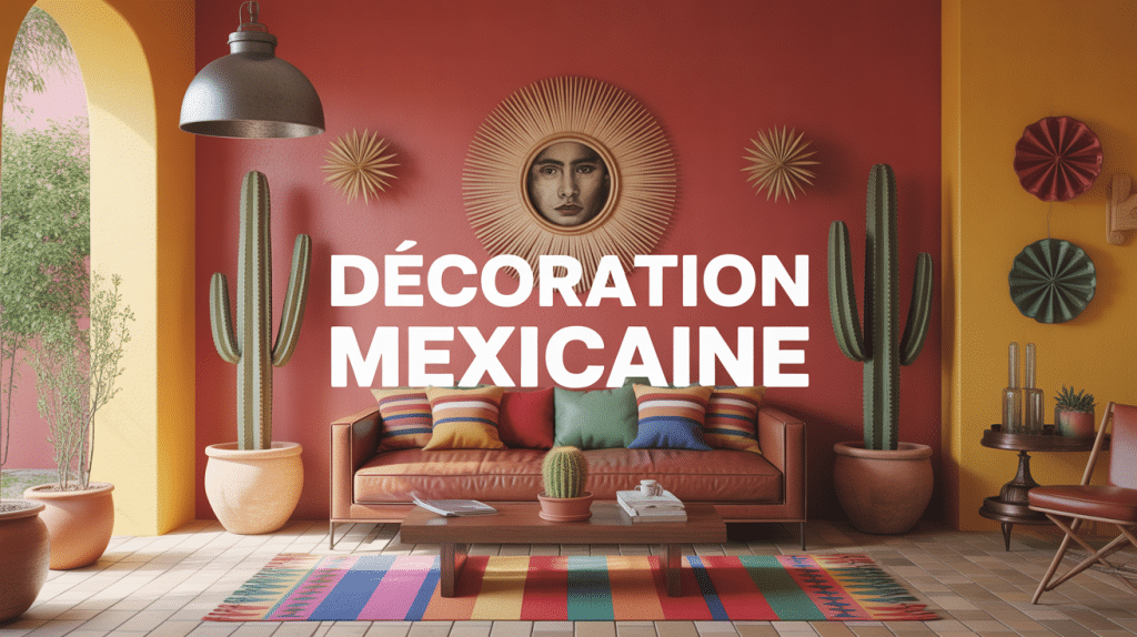 deco mexicaine salon couleurs rouge jaune et accessoires artisanaux
