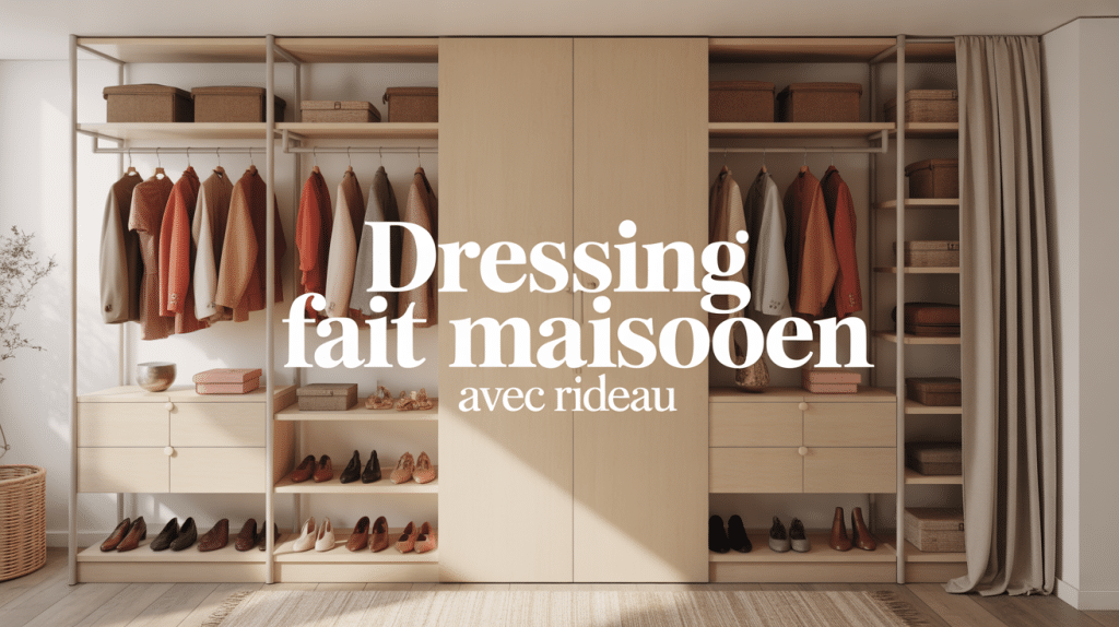 dressing fait maison avec rideau ouvert et modulable